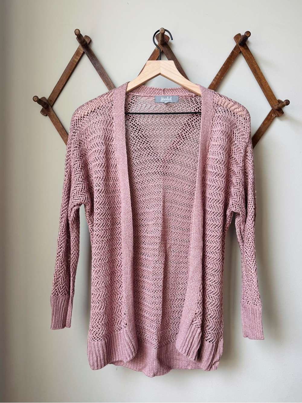 Marled Reunited Clothing Dusty Rose Open-Weave Cardigan Size XS